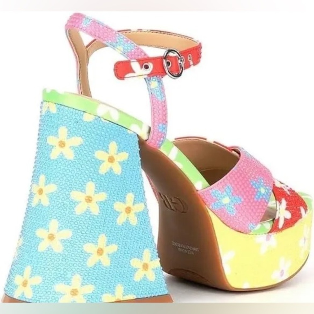 GIANNI BINI NWOB PLATFORM RHINESTONE FLORAL HEEL - Picture 4 of 12